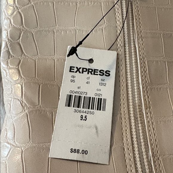 Express Croc-Embossed Heeled Boots in Cream - Picture 4 of 5